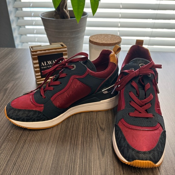 Michael Kors Crista Mixed-media Trainer In Red - Picture 3 of 8